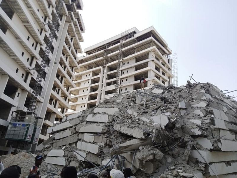 Scores of people are reportedly trapped under the rubble after a 21-storey building collapsed in Ikoyi, Lagos State.